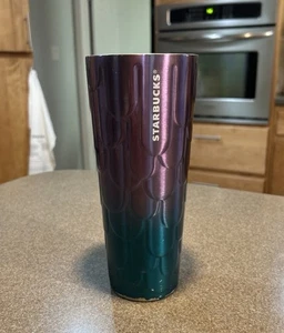 Starbucks 2023 Purple Teal Twilight Ombre Mermaid Scales Tumbler 24oz No Lid Str - Bild 1 von 6