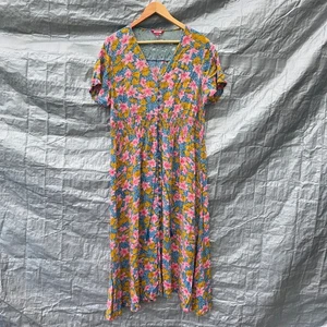 Joe Browns Floral Lace Back Midi Dress UK 18 Tropical Boho Button Front - Picture 1 of 7