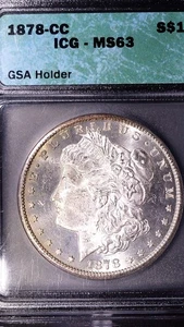 1878-CC Carson City Morgan Silver Dollar $1 GSA Holder ICG MS 63 - Picture 1 of 9