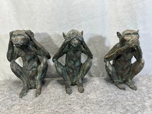 Maitland Smith drei weise Affen Bronzeguss Figuren 8,5" groß schwer - Bild 1 von 15
