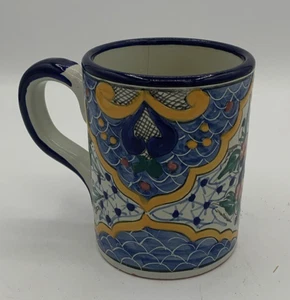 Tazza da caffè smaltata ceramica artistica Talavera Puebla Messico Hernandez - Foto 1 di 7