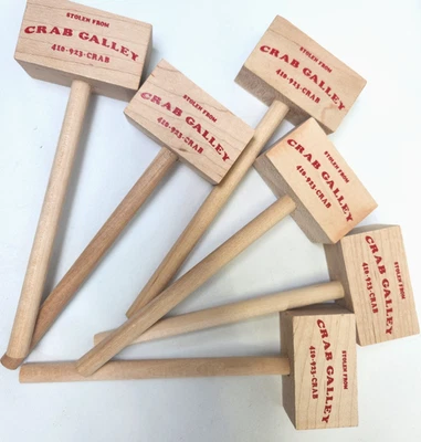 Lot of 6 Wooden Crab Mallets From Crab Galley Maryland Seafood Restaurant Unused - Image 1 of 3