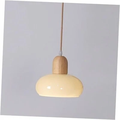 Colgante Cúpula Madera Luz Vidrio Crema Colgante Iluminación Cocina Isla Colgante  Foto 1 de 4