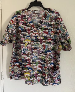 UA Scrubs Womens Top Christmas Snowman XL/1X - Picture 1 of 4
