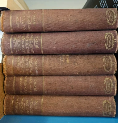 Washington Irving's Works ~ Donohue Henneberry ~ Antique ~ Set of 5 ~ HC Foto 1 de 4