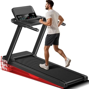 Foldable Home Treadmill 3.0HP 15% Incline 12KM/H Heart Rate Monitor - Picture 1 of 11