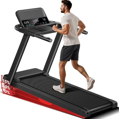 Foldable Home Treadmill 3.0HP 15% Incline 12KM/H Heart Rate Monitor - Image 1 of 4