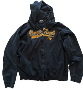 Sudadera con capucha con cremallera vintage rara KA Inc NCAA azul marino y dorado Georgia Tech talla grande - Imagen 1 de 6