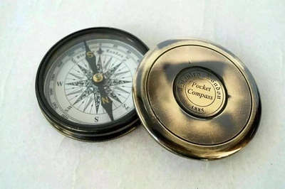 手工斯坦利伦敦口袋 1885 年复合老式黄铜航海 — 第 1/3 张图片