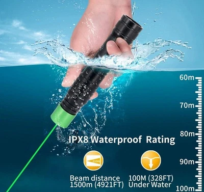 Scuba Diving Green Laser Flashlight Narrow Beam-For Coach Dive Instructors - Image 1 of 4