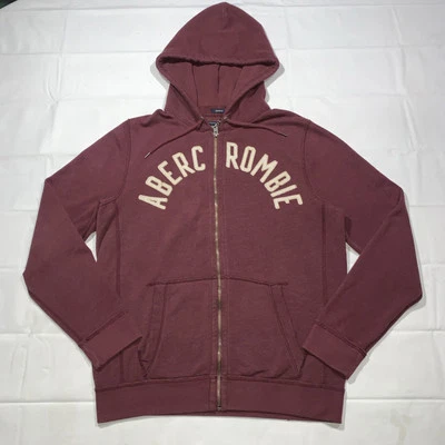Sudadera con Capucha Vintage Abercrombie & Fitch Muscle Para Mujer Borgoña Grande Cremallera Completa Y2K Foto 1 de 4