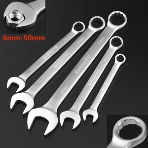 Combination Spanners Metric 6mm-50mm 45# Carbon Steel Ring & Open Spanner Wrench - Picture 1 of 39