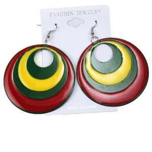 Womens Fashion Earrings Rasta Rastafari Empress Irie Earring Reggae Jamaica XL - Picture 1 of 2