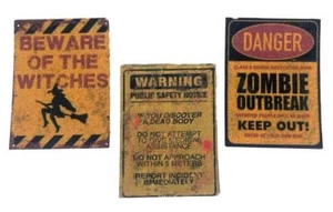Dolls House Warning Sign Posters Miniature Halloween Decoration 1:12 Scale - Picture 1 of 8