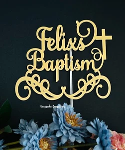 Personalised Custom BAPTISM Cake Topper - ADD ANY NAME - Picture 1 of 3