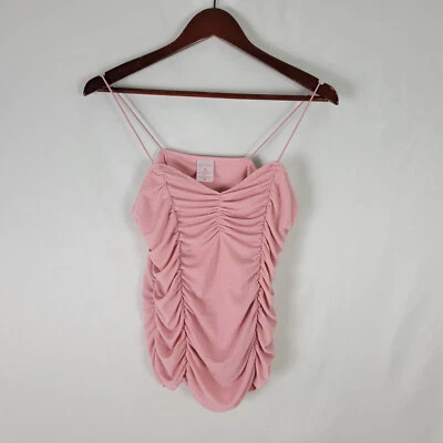 No Boundaries Shirt Juniors Medium Pink Spaghetti Strap Cinched Camisole Top - Image 1 of 4