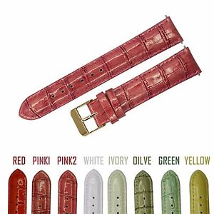 Genuine Leather Watch Band Strap 20mm 18mm 16mm 14mm 12mm Olive Pink Red White