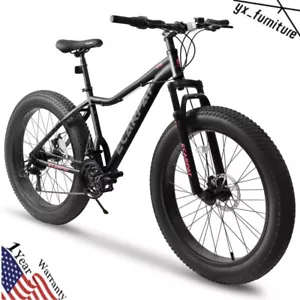 ECARPAT 26" Fat Tire Bike MTB 26x4" Wide Wheels Disc Brake 21-Speed Front Fork - Picture 1 of 7