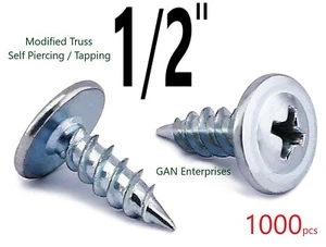Modified Truss Head Self piercing / Tapping Screws # 8 x 1/2" K-Lath ZINC (1000) - Picture 1 of 2