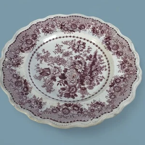 Ca. 1830s Tuscan Rose Pattern Staffordshire Purple Transferware Plate - Picture 1 of 2