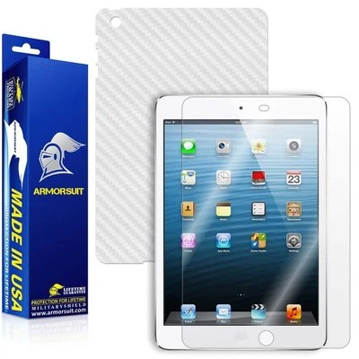 ArmorSuit Apple iPad Mini 4 Screen Protector + White Carbon Fiber Full Body - Image 1 of 4