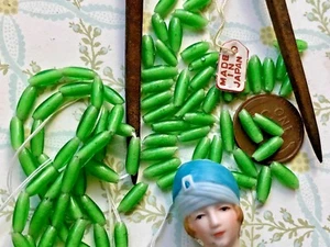 50 Vintage Cherry Brand, Miriam Haskell Glass Beads 4x8mm, Japan Rice Beads, #B7 - Picture 1 of 12