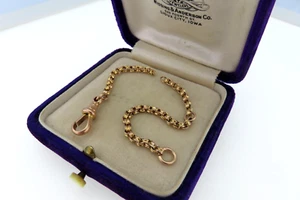 Antique Art Deco era 9K Gold Coil Link Watch Chain Jump Ring & Clasp Dog Clip - Picture 1 of 11