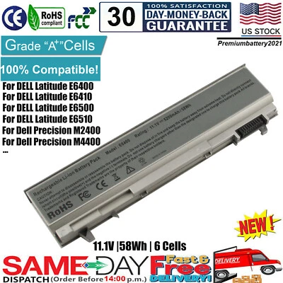 Battery For Dell Latitude E6400 E6410 E6500 E6510 Precision M2400 M4400 PT434 US - Image 1 of 4