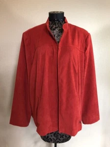 Dressbarn Jacket Size 22/24 Orange Rust Stretch Zip Front Banded Collar Pockets - Picture 1 of 8