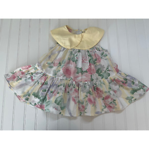 Vintage Yellow Pink Floral Tiered Dress Collar - Size Girl's 2T