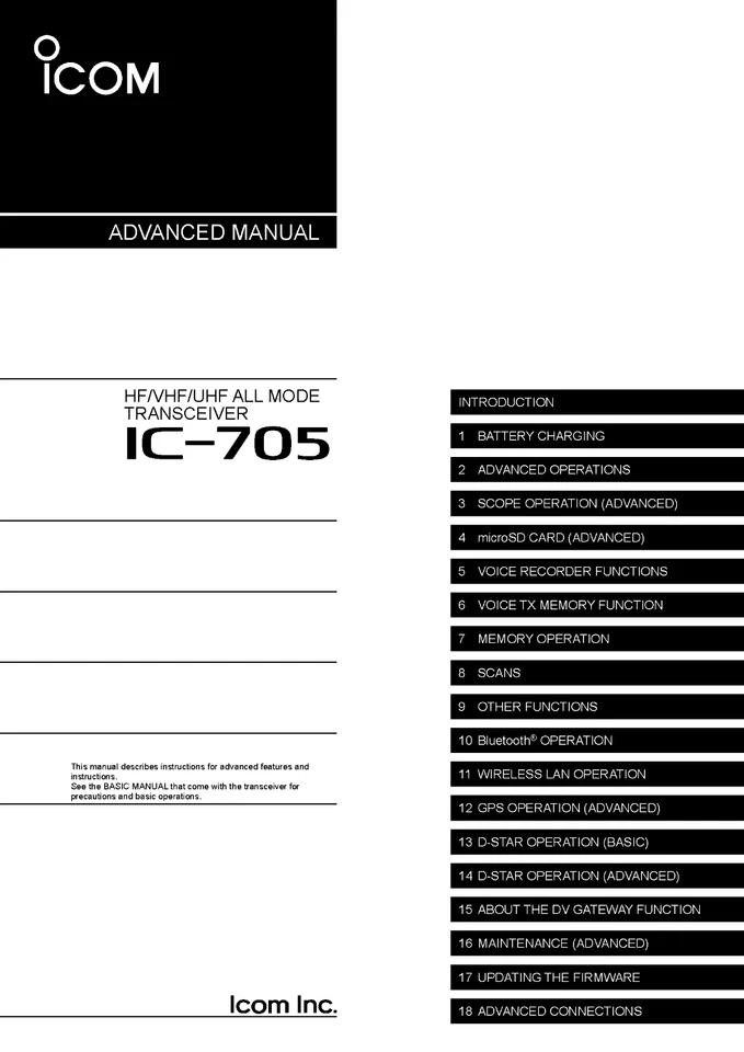 Manual avanzado Icom IC-705: 239 páginas, encuadernado en bobina, envío gratuito Foto 1 de 1