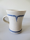 Studio Pottery Mug Oatmeal & Blue Marked Bk Handmade Vintage