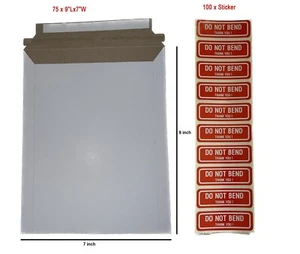 9x7 Starre Foto Dokument Versender Stayflat DVD - weiß (75 Mailer - 100 Aufkleber) - Bild 1 von 4