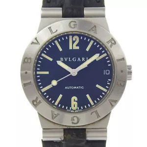BVLGARI Diagono Watches LC29S blackDial Stainless Steel/Embossed Leather M... - Picture 1 of 8