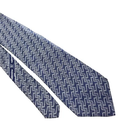 Corbata corta de seda tejida abstracta azul corbata Valentino Cravatte Foto 1 de 4