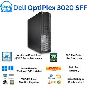Fast Desktop PC Core i5 Dell OptiPlex 3020 SFF 16GB RAM 1TB HDD SSD Windows 11 - Picture 1 of 8