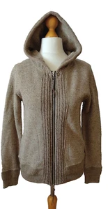Remi Relief Zip Cappuccio Maglia Cavo Giacca Cardigan Maglione Lana Marrone Tg S Giappone - Foto 1 di 24