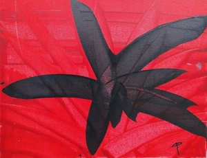 Julio ""Pichón"" González Consuegra. PINTURA. Rojo y negro. FIRMADO. Arte cubano - Imagen 1 de 2