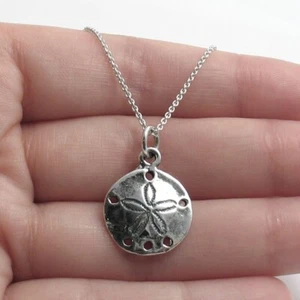 Echt 925 Sterling Silber Sand Dollar Charm Anhänger mit Halskette - Bild 1 von 1