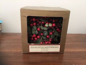 RESTORATION HARDWARE Eucalyptus Winterberry Kissing Ball in box 5 inch Mistletoe