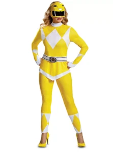 Disguise Power Rangers Yellow Ranger Adult Halloween Costume, X-Large (18-20) - Picture 1 of 4