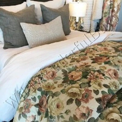 Pottery Barn Rita Floral Duvet Cover Set Neutral King 2 Euro Shams Lenore 3p New - Image 1 of 4