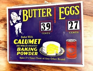 Calumet Baking Powder Metal Grocery Store Sign Vintage - Picture 1 of 5