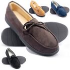 MENS SOFT HARD SOLE MOCCASIN COMFORT FAUX SUEDE TEXTILE LINED SLIPPERS SHOES SZ