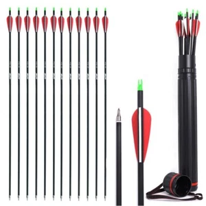 12/24Pcs 30" Archery Carbon Arrows Spine 500 For Compound Recurve Bow Hunting - Picture 1 of 17