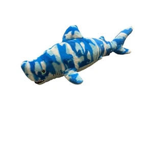 The Petting Zoo Blue Camo Plush Shark Stuffed Animal Glitter Eyes 21" Long - Picture 1 of 4
