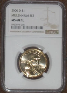 2000 D Sacagawea Dollar Millennium Set NGC Grade MS 68 PL Proof Like Sac Native - Bild 1 von 3
