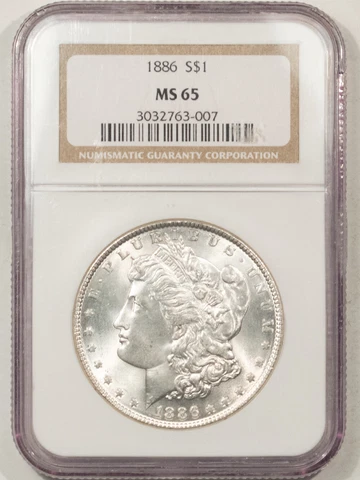 1886 MORGAN DOLLAR - NGC MS-65, BLAST WHITE, PREMIUM QUALITY! Cover