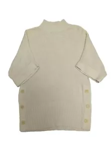 LOFT OUTLET Cream WOMEN’S TURTLENECK SIZE XS SWEATER 3/4 SLEEVE EUC Side Buttons - Picture 1 of 7
