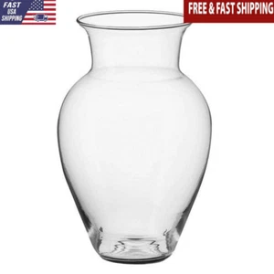 Clear Glass Floral Vase Centerpiece Home Decor Elegant Design 10.5 Inch Home New - Picture 1 of 2